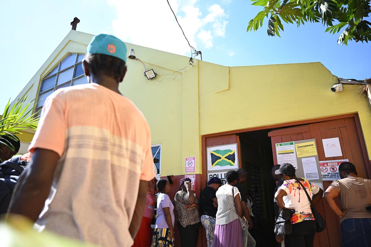 Jamaicans line up to vote in Lakes Pen, St Catherine, during election day, September 3, 2025.