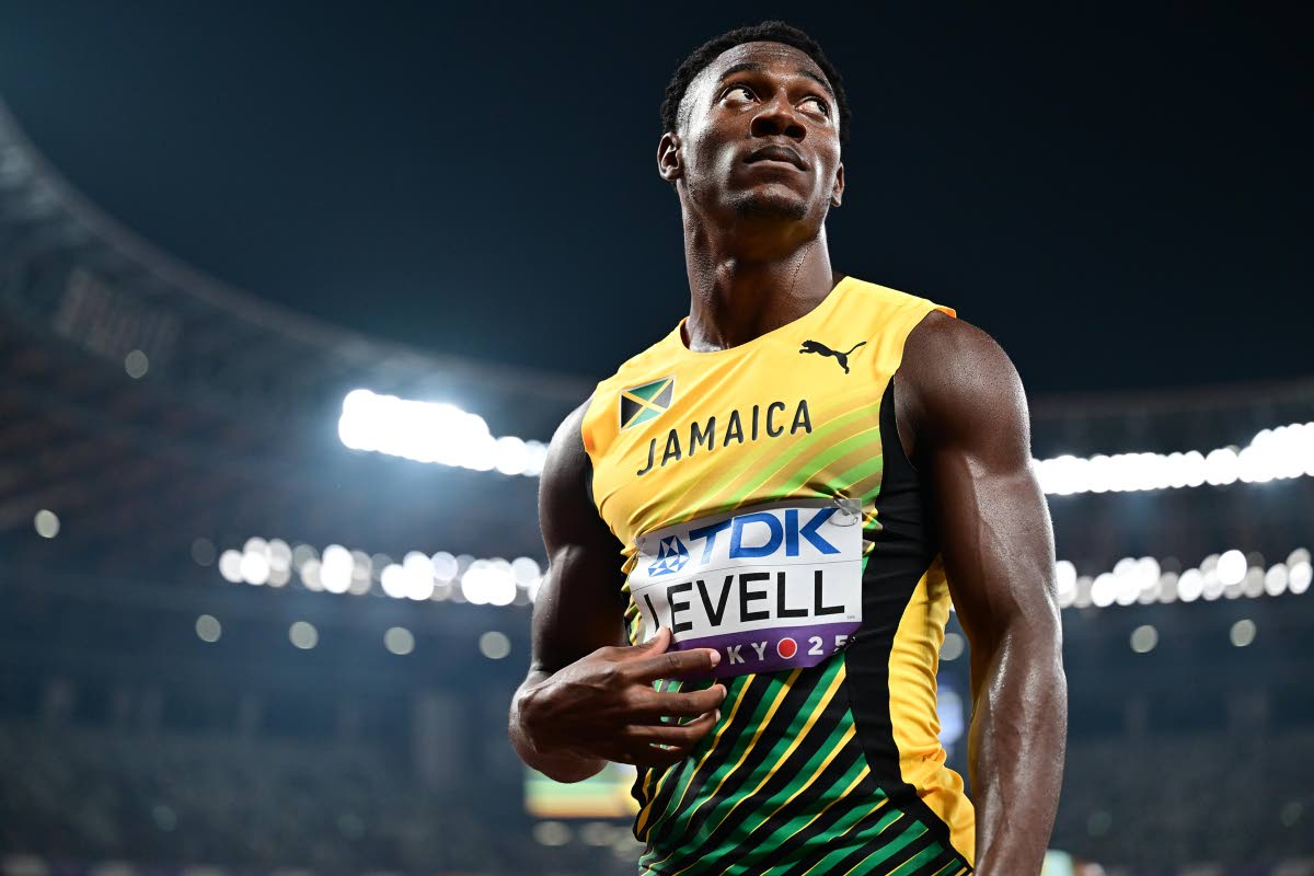 Bryan Levell reacts after winning heat five of the men’s 200 metres  at the World Athletics Championships yesterday. Levell cruised to 19.84 seconds, the quickest time of the qualifiers.