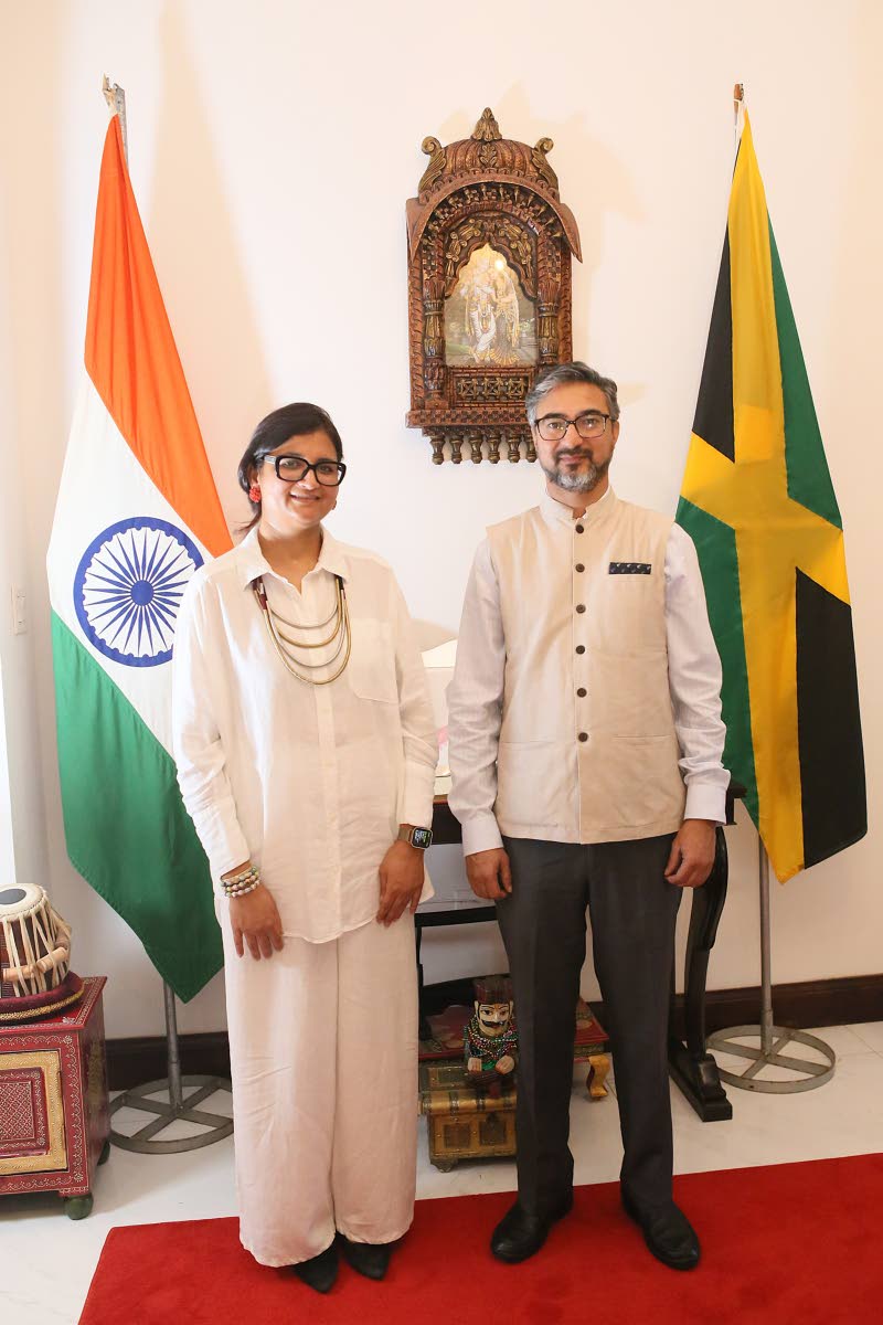 The High Commissioner of the Republic of India to Jamaica, Mayank Joshi and his wife, Isha Joshi.