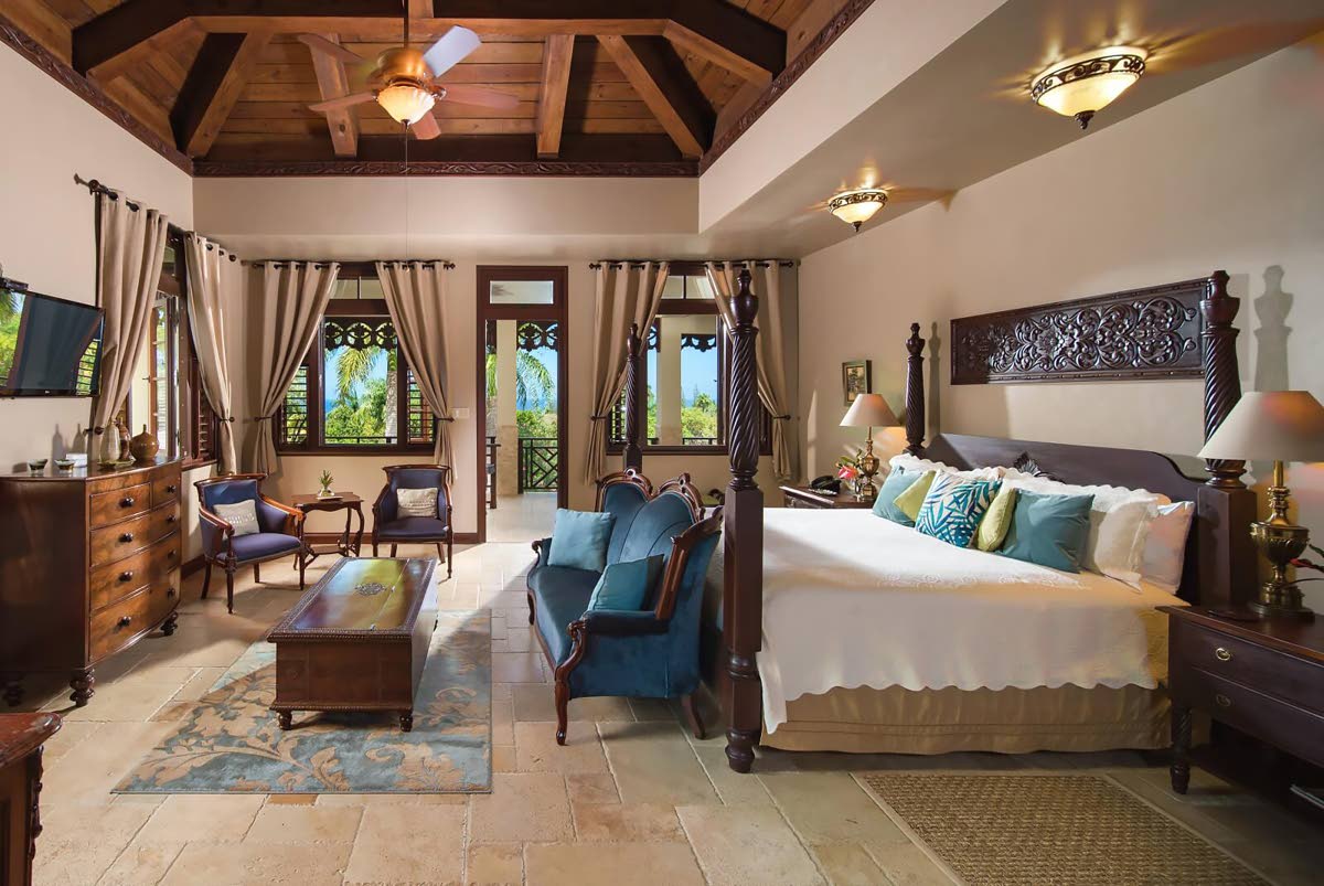 One of six plush bedrooms with access to viewing balconies.