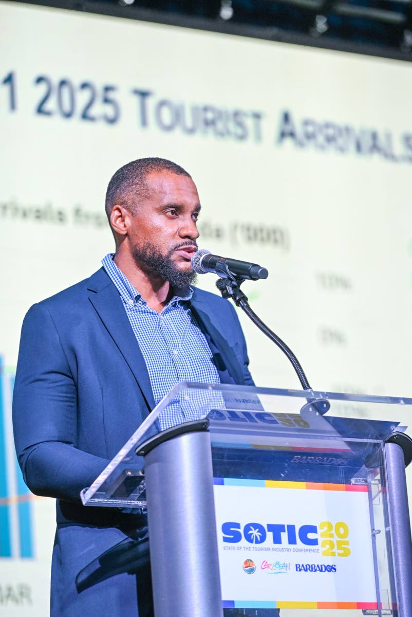Paul Garnes addressing delegates at SOTIC 2025 in Barbados.