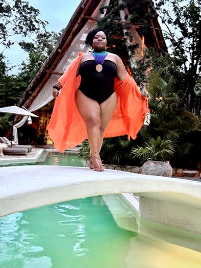 Rocking a designer swimsuit from her Broadtail brand, Dania Beckford was happy to hit the reset button in Tulum, Mexico.