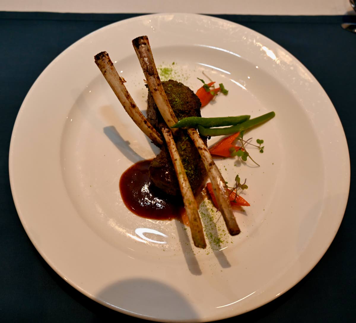 Jerk-marinated lamb chops. 