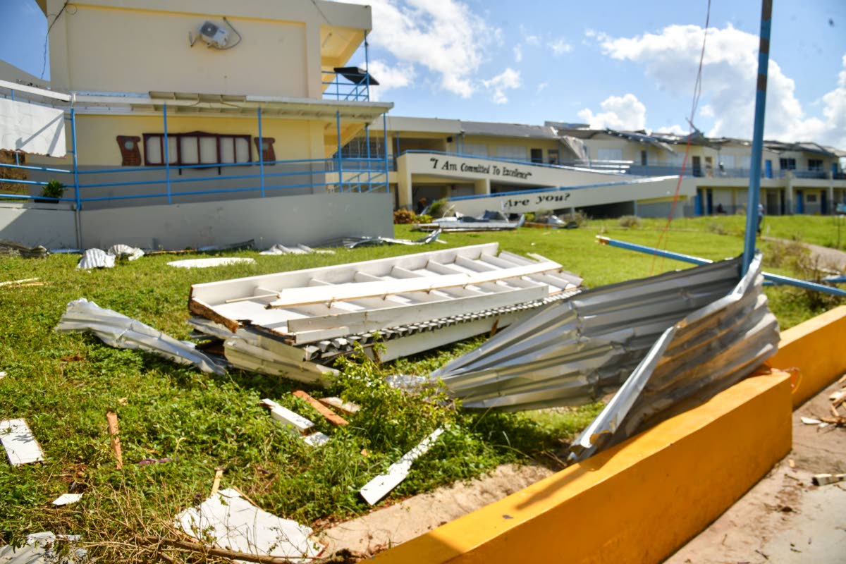 This October 2025 photo shows a portion of Belmont Academy in Westmoreland destroyed by Hurricane Melissa.