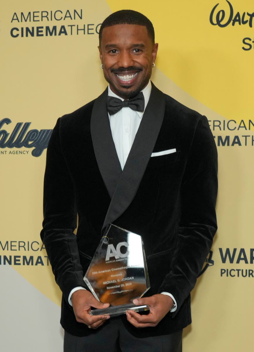 A happy Michael B. Jordan poses with his American Cinematheque Award.
