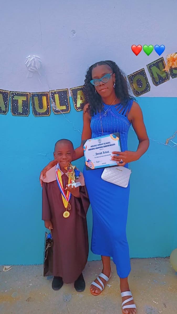 Josiah Lewis with his mother, Shawneece Forbes.