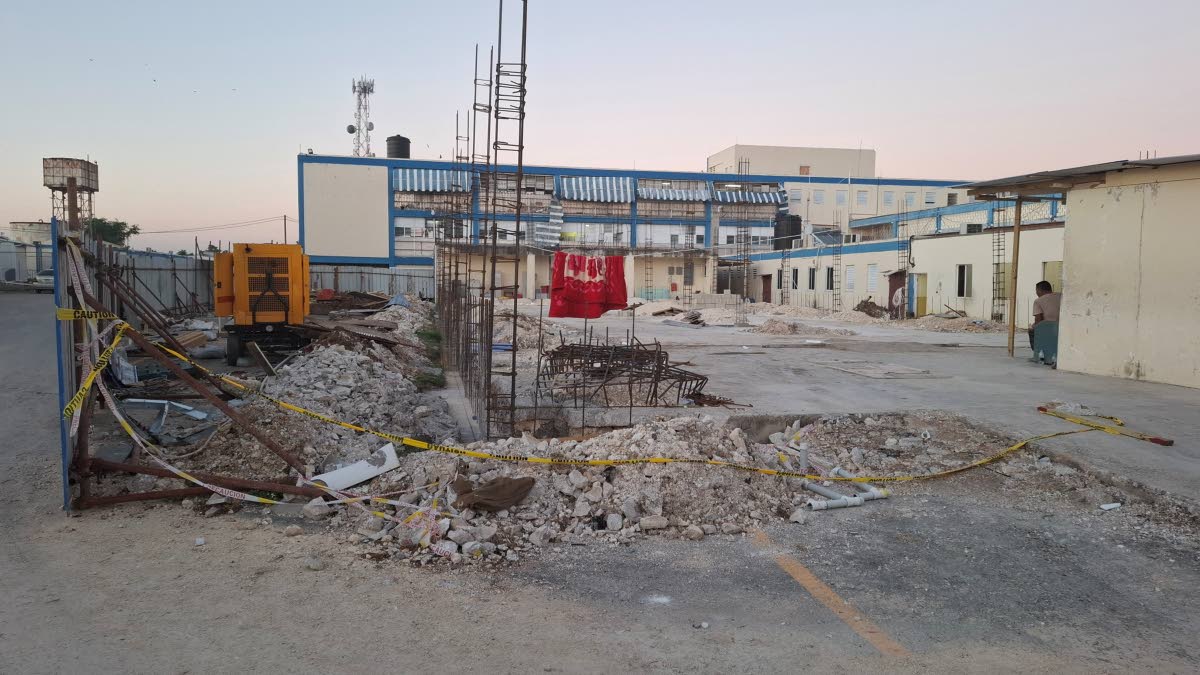 This photo shows reconstruction work, which is under way at the Outpatient Clinic at the Savanna-la-Mar Hospital, Westmoreland, which was destroyed during Hurricane Melissa last October. 