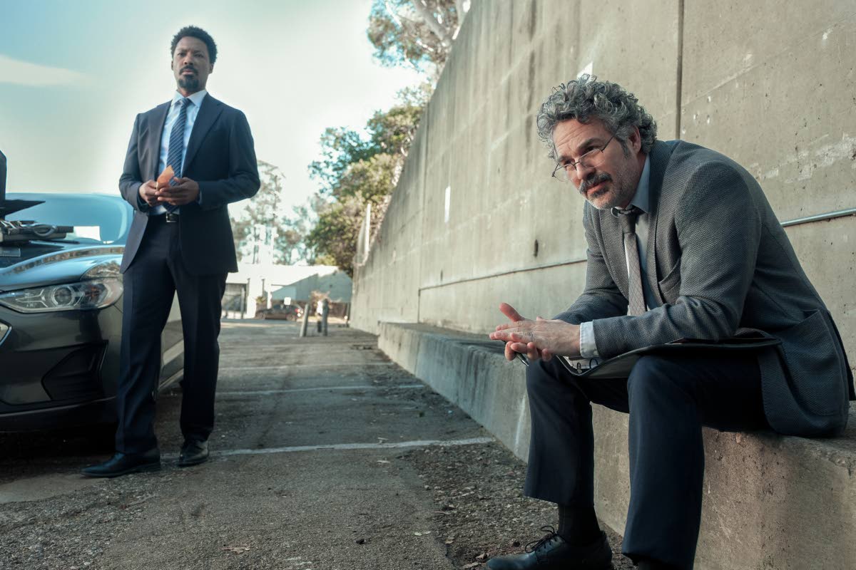 Corey Hawkins (left) and Mark Ruffalo in a scene from ‘Crime 101’.