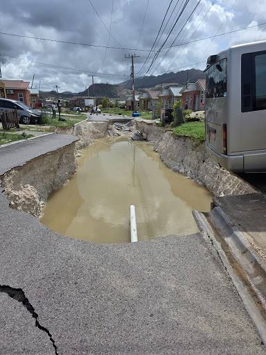 This damaged road in Estuary, St James, was a chilling sight a day after the hurricane passed through.