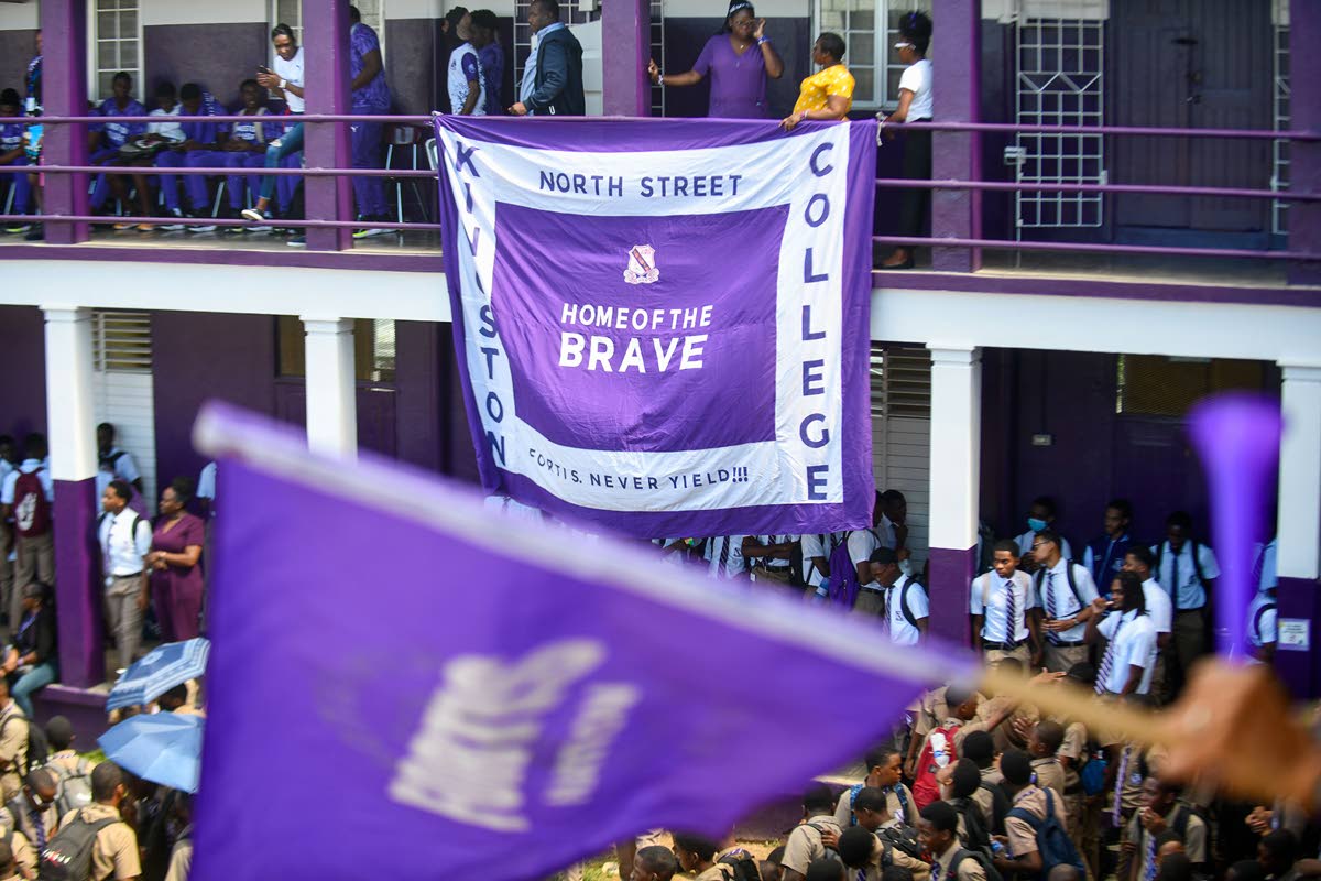 Kingston College was a sea of purple as the school celebrated winning its 36th ISSA GraceKennedy Boys and Girls’ Athletics Championships boys’ title at its North Street campus on Monday, March 31, 2025.