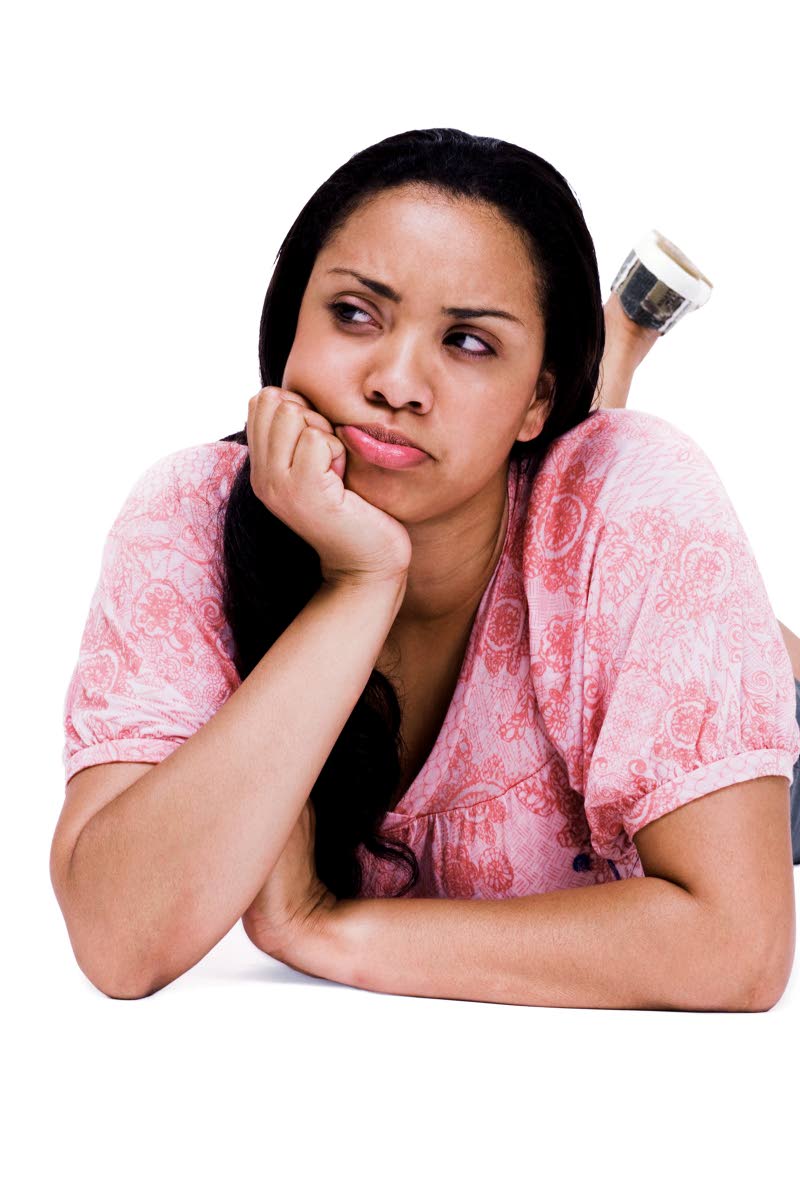 Serious woman thinking