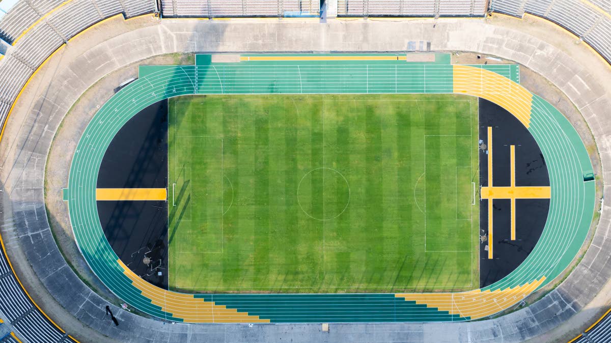 Newly resurfaced National Stadium track.