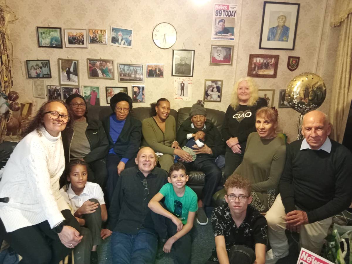 RAF veteran Gilbert Clarke (seated centre) is surrounded by his children, grandchildren, great grandchildren and great, great grandchildren as he celebrates 100 years.