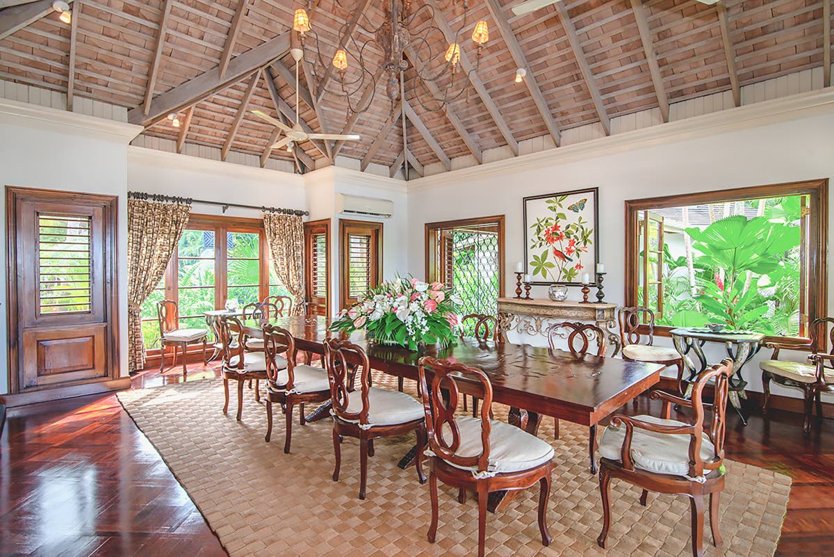 The formal dining room is a joy to dine in.