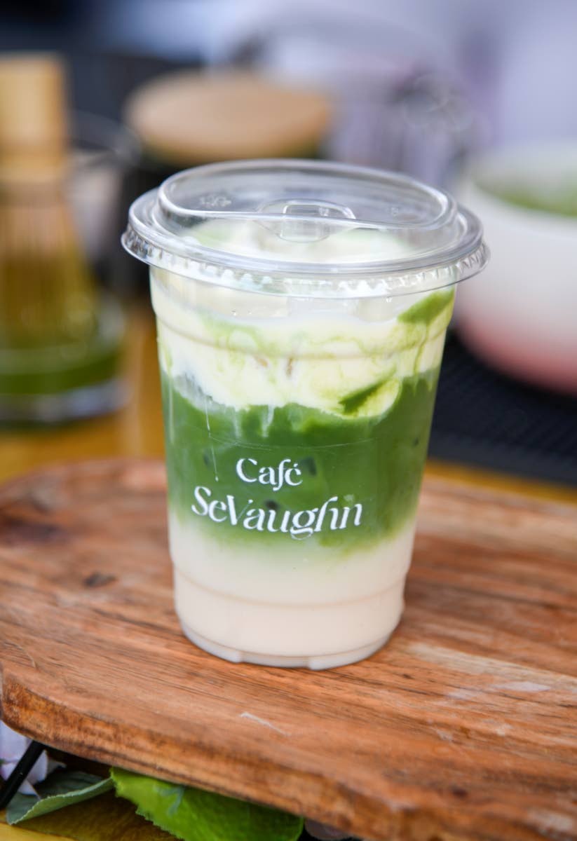 Right: The vanilla matcha just got better with a salted caramel cold foam on top.