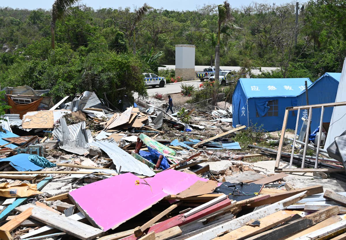 Temporary tents erected amid ruin after squatter homes were demolished in Cooper’s Pen, Trelawny, earlier this week.