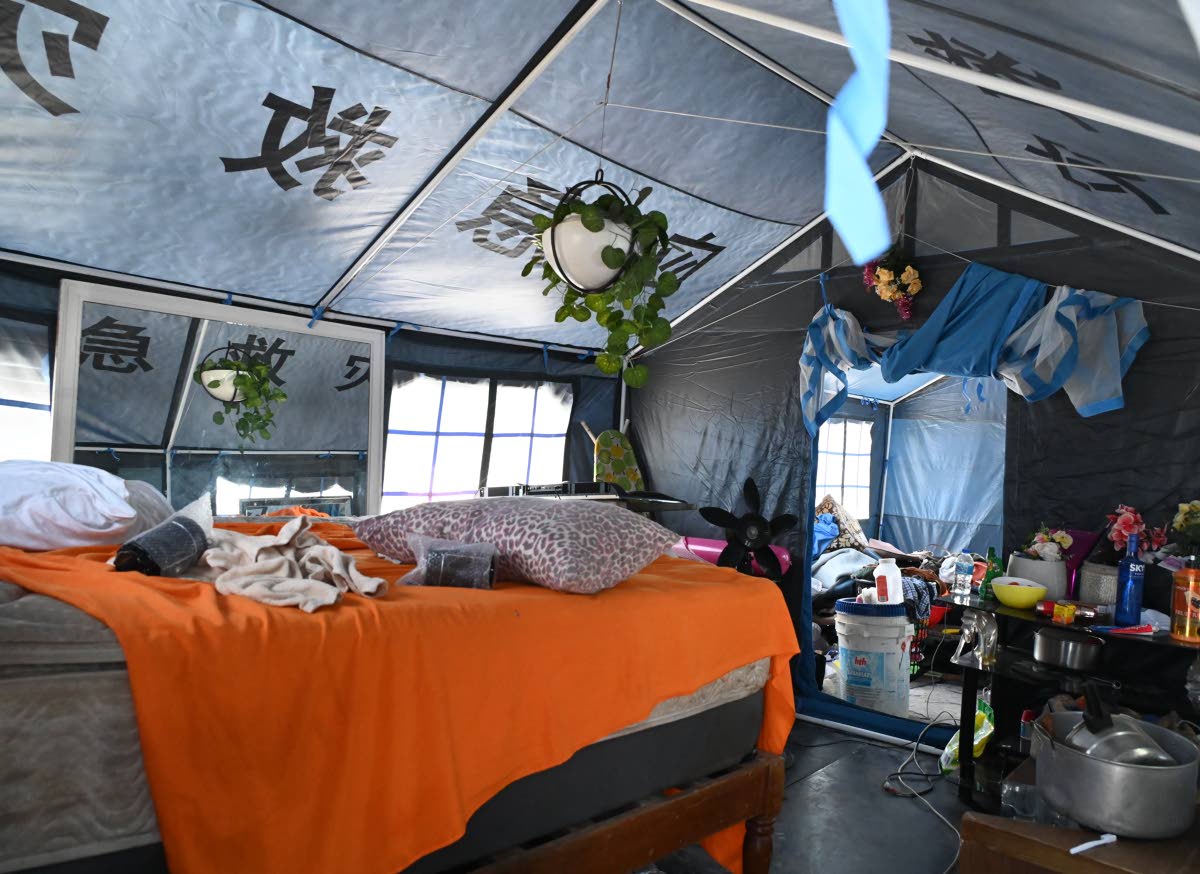Inside one of the temporary tents erected in Cooper’s Pen.