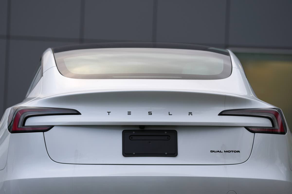 AP 
FILE - A Tesla vehicle is seen at a Tesla facility Wednesday, April 15, 2026, in Portland, Ore. 