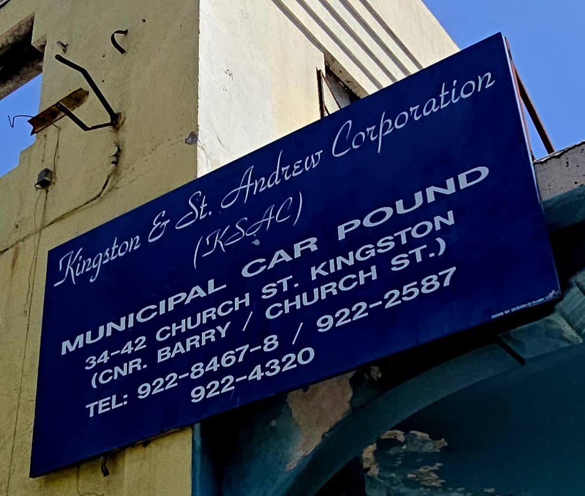 The car pound of the Kingston and St Andrew Municipal Corporation.