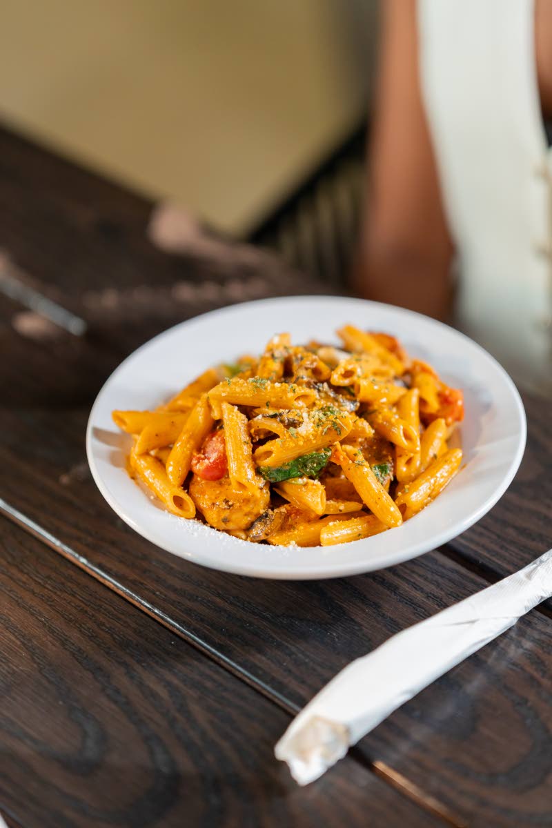 519G’s signature Tuscan pasta with shrimp.