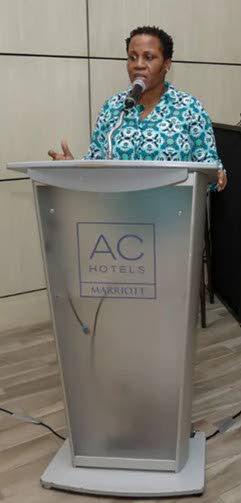 Dr Sharon Anderson-Morgan, director, Mico CARE Centre, giving opening remarks at the Fireside Conversation last week. 
