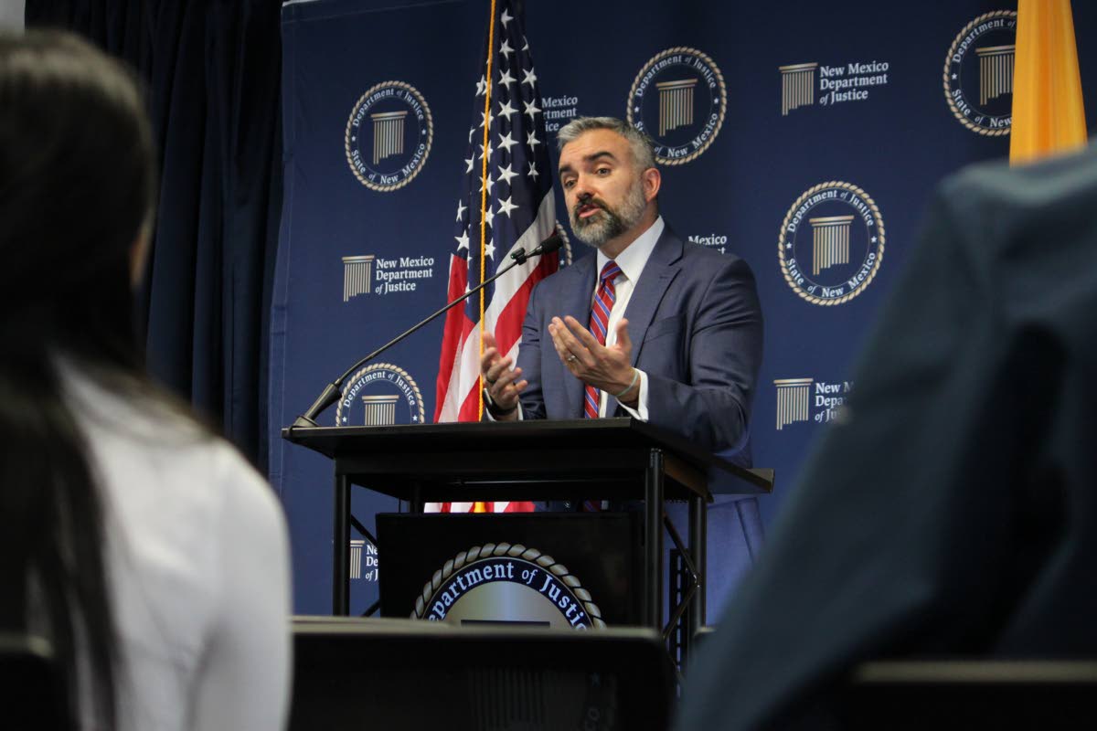 New Mexico Attorney General Raúl Torrez discusses a judgment in the state’s Facebook case during a news conference in Albuquerque, New Mexico, on Wednesday, October 21. AP 