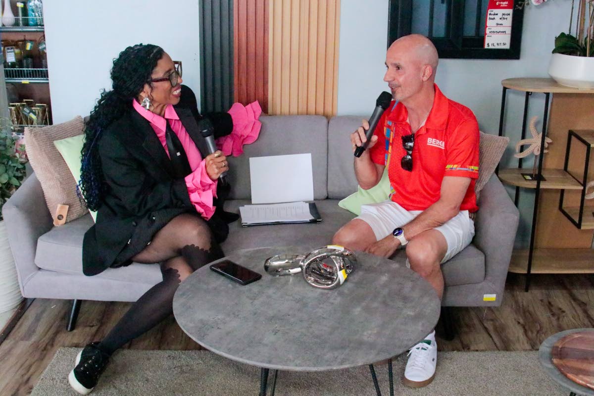 Karen Booker sits with Sean Boyce, sector commercial manager at Berger Paints, for a fireside chat inside H&L Rapid True Value recently.