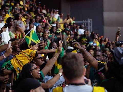 Cheering Jamaicans.