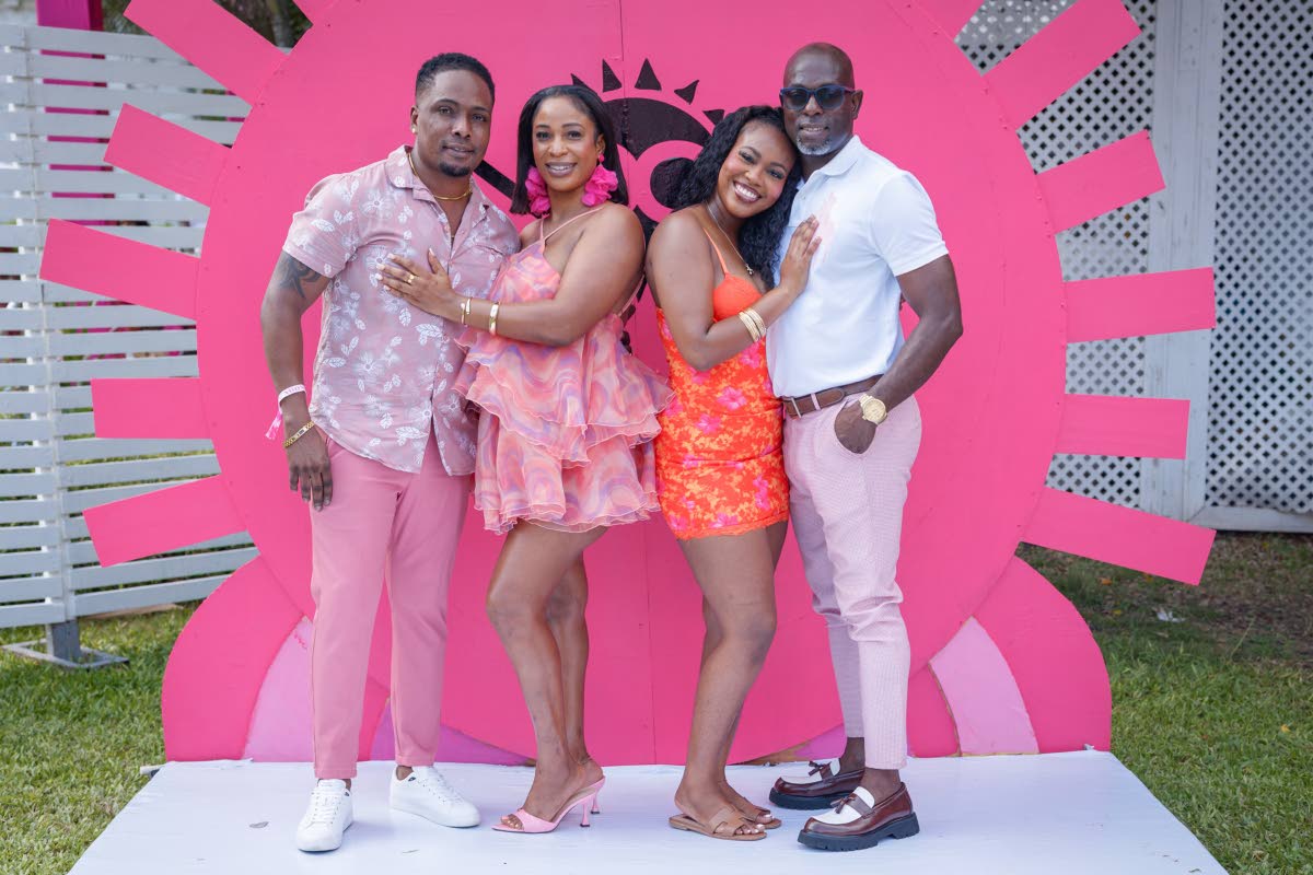 From left: Rickard Thompson and Jodi-Ann Allen pair up with Trevene Morgan and Malica Reid for a quick snapshot.  