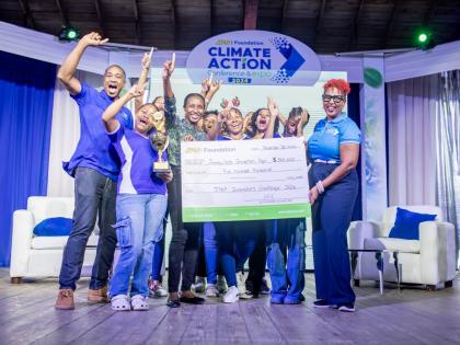 The Immaculate Conception High School team, which was awarded the first-place prize in 2024 Innovation Challenge, pose for a group photo. 