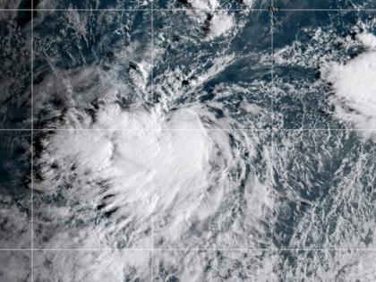 This satellite image provided by the National Oceanic and Atmospheric Administration (NOAA) shows Tropical Storm Octave, Tuesday, September 30, 2025. 