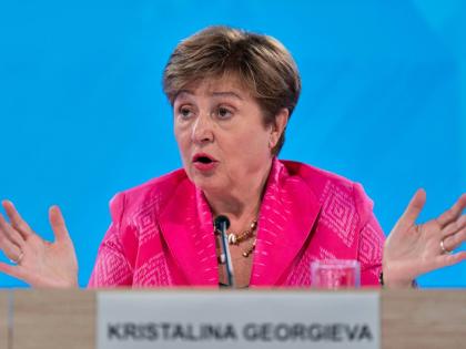 International Monetary Fund (IMF) Managing Director Kristalina Georgieva speaks during a news conference at the International Monetary Fund (IMF) headquarters in Washington, April 25, 2025. (AP Photo/Jose Luis Magana, File)