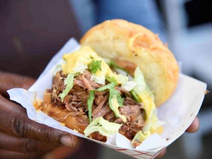 Street Food Saturdays’ pulled pork doughnut sandwich.