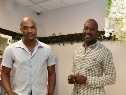 Karl Williams (left), CEO, and Mark McDermoth, president, of Atelier Dermoth Williams Limited, the official management company of the Miss Universe brand in Jamaica.