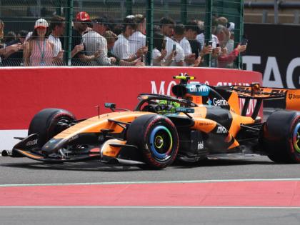 AP 
McLaren driver Lando Norris of Britain steers his car during qualification ahead of the Formula One Grand Prix at the Spa-Francorchamps racetrack in Spa, Belgium yesterday.