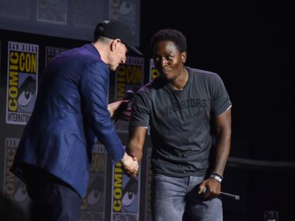 Kevin Feige (left) and David Jonsson attend a panel for Marvel Studios during Comic-Con International on Saturday in San Diego. 
