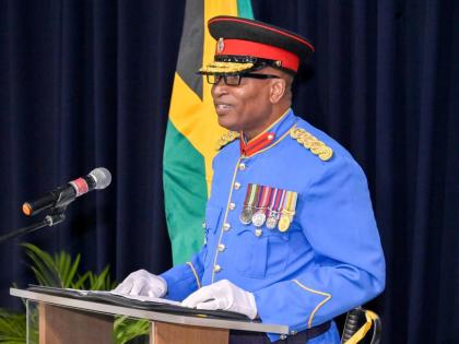 Newly appointed Commandant of the Jamaica Combined Cadet Force (JCCF), Colonel Nicholas Taylor, delivers remarks the JCCF Change of Command Ceremony, held on August 4 at the Caribbean Military Academy Auditorium, Up Park Camp, Kingston.