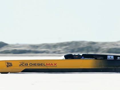 British driver Andy Green goes for a new unofficial world diesel-powered land speed record of over 328 mph over two runs on August 22, 2006, on the Bonneville Salt Flats in Utah. 