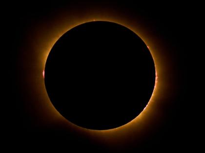 A total solar eclipse is seen from Berlanga de Duero, central Spain, on Wednesday.
