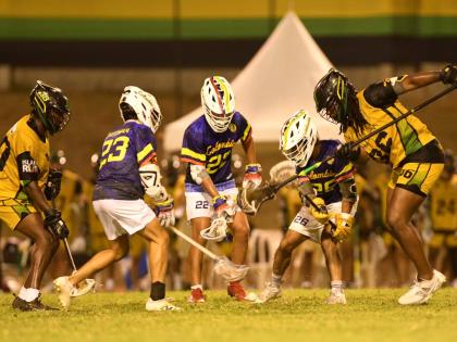 Action between Jamaica and Colombia at the Pan American Men’s Lacrosse Championship at Stadium East on Monday at the Stadium East field. 
