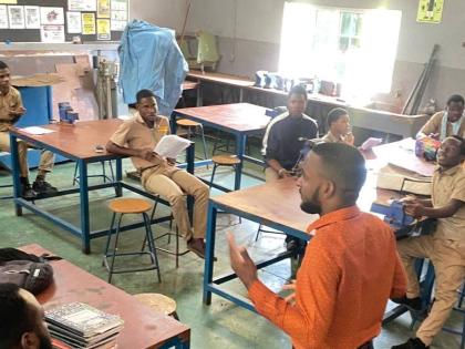Technical drawing and building technology teacher Kemoy Blake conducting a class at Winston Jones High School in Manchester.