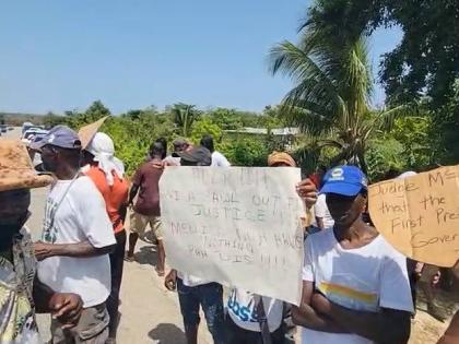 Residents of Cooper’s Pen in Trelawny staging a demonstration on August 22, 2026.
