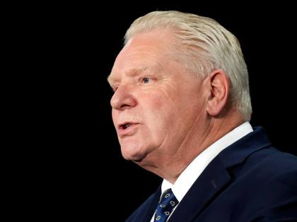 FILE - Ontario Premier Doug Ford speaks to the media regarding the federal governments decision to allow Chinese EV's into Canada at Queen's Park in Toronto on Wednesday, Jan. 21, 2026. (Nathan Denette/The Canadian Press via AP, File)