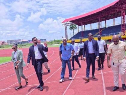 Members of a Carifta oversight committee performs a walkthrough of the Leonora facility with members of a local organising committee recently.  