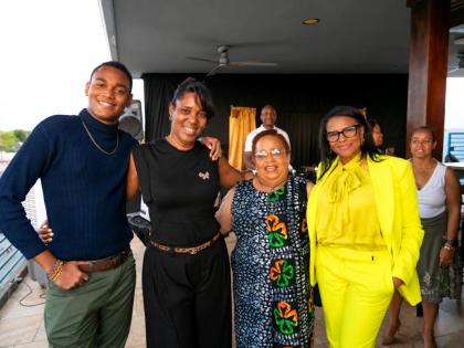  From left: Dawn Ann Rowe’s son; Rowe, of TGD Worldwide; maritime veteran Denise Lyn Fatt; and Francia Montoya. Rowe travelled from Panama with her son, while Montoya also flew to Jamaica to surprise Lyn Fatt at her celebration event.