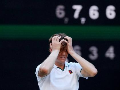 
Jannik Sinner of Italy reacts after winning against Alexander Zverev of Germany in the men’s singles final at Wimbledon in London on Sunday, July 12.