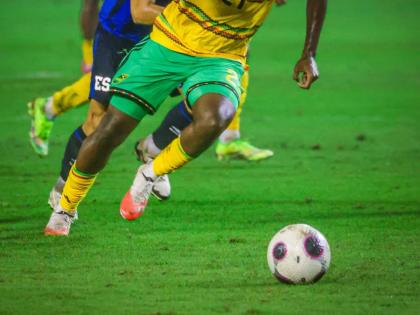 Teenager Jahmarie Nolan goes on a run during his Reggae Boyz debut against El Salvador on October 2.