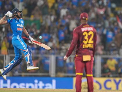 India’s captain Shubman Gill celebrates after scoring a double century during the second One-day International cricket match between India and West Indies in Guwahati, India, Wednesday, September 30, 2026.