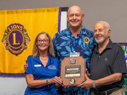 Dr Gary Anderson of Lions Club International Maryland (centre) poses with Diane Pollard, president of the Issa Trust Foundation (ITF) (left), and Paul Issa, ITF chairman, after presenting each of them with a Melvin Jones Fellowship.