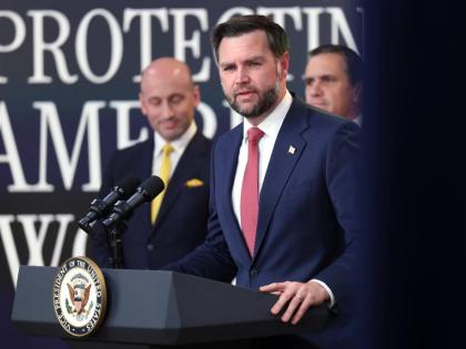AP
Vice-President JD Vance speaks during a news conference on the Fraud Task Force inside the White House campus on Thursday, October 8, in Washington, DC. 